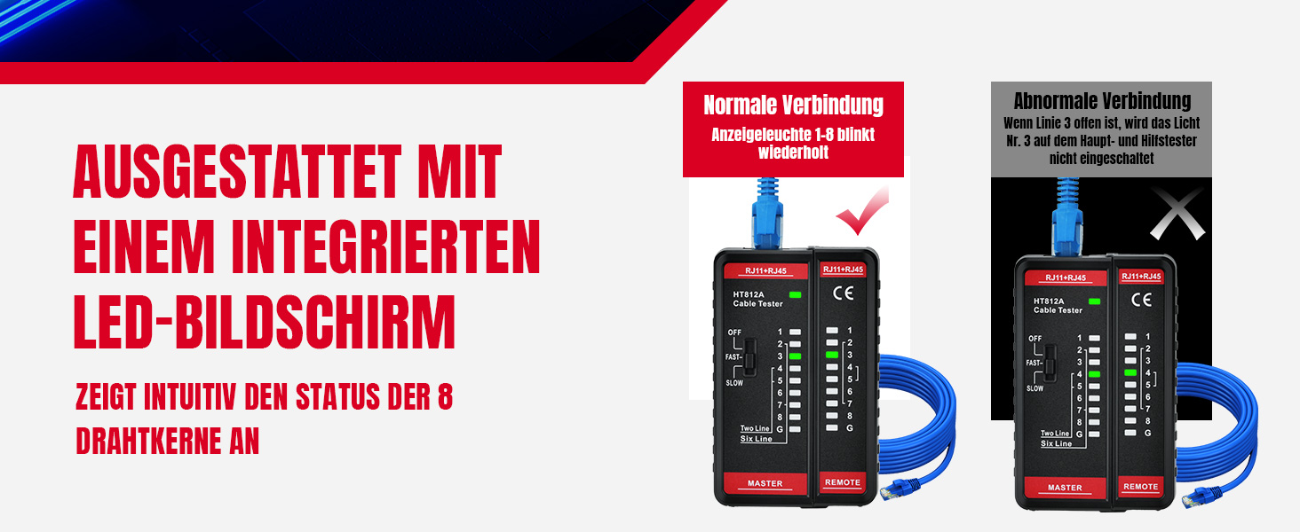 Mcbazel RJ45 RJ11 Netzwerktester Kabeltester – Detail 4