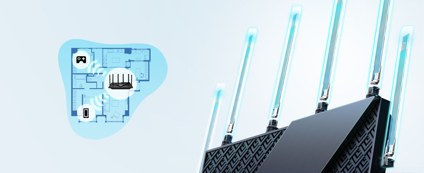 TP-Link Archer AXE75 Wi-Fi 6E WLAN-Router, schwarz – Detail 7