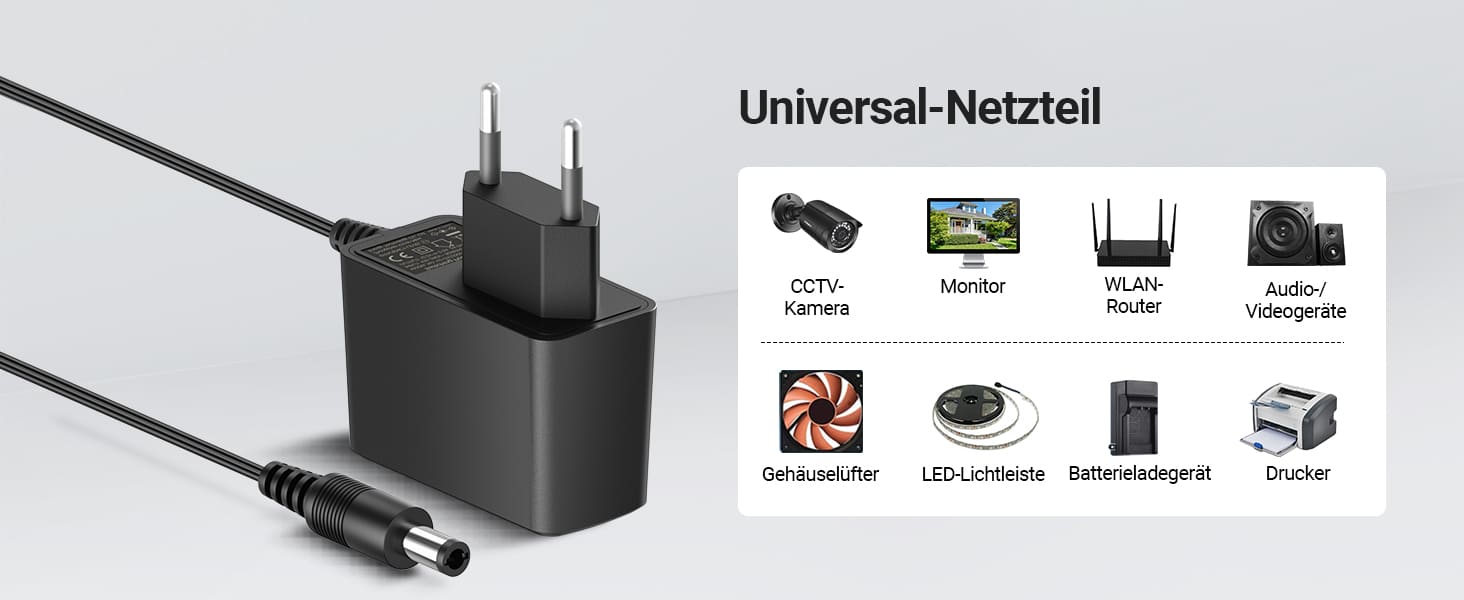 Anlapus Netzteil 12 V 2 A mit 5,5 x 2,1 mm Hohlstecker und 1 m Kabel – Detail 2