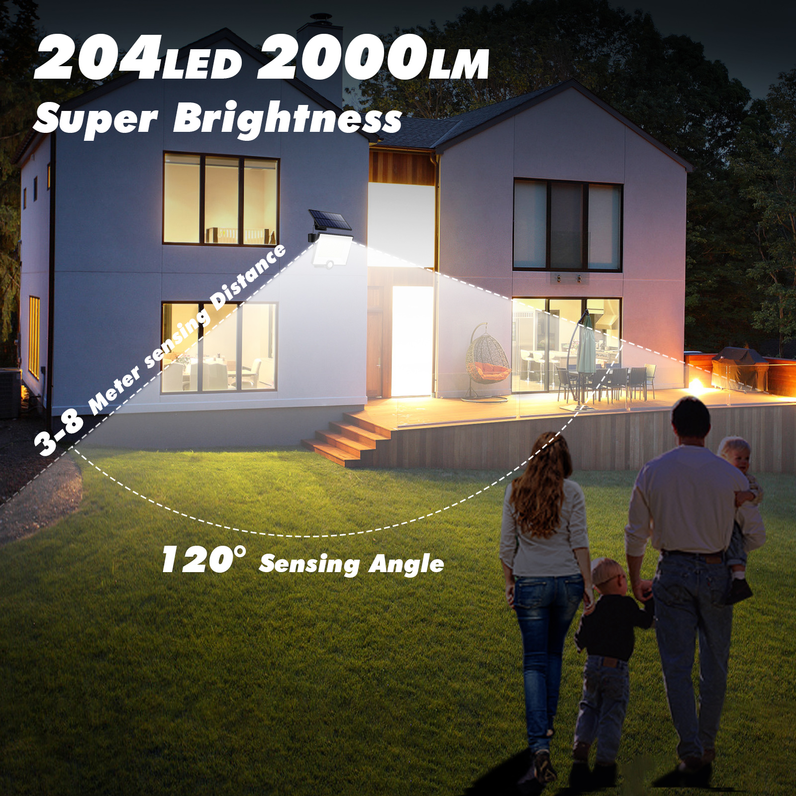 Pxwaxpy Solarleuchte mit 204 LEDs und getrenntem Solarpanel – Detail 5