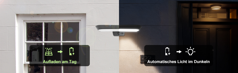 auralab ovale Solar-Wandlampe mit Bewegungsmelder für Aussenbereich – Detail 10