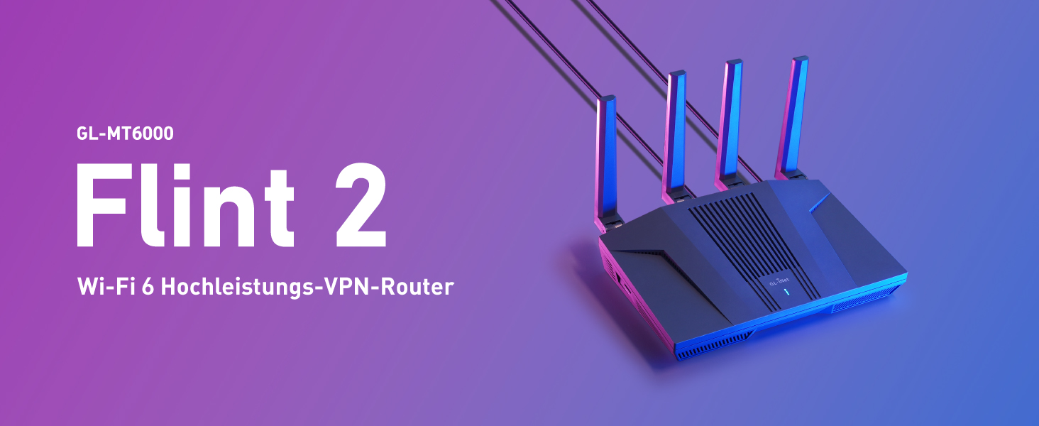 GL.iNet Flint 2 Wi-Fi 6 Router mit 2,5G-Ports und VPN – Detail 1