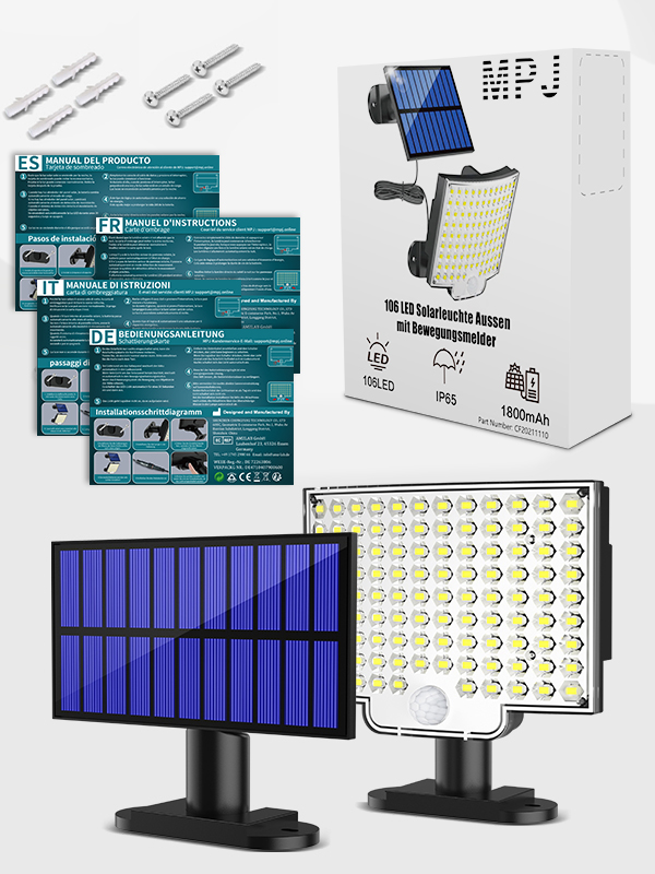 MPJ Solarlampe mit Bewegungsmelder und getrenntem Solarpanel – Detail 3
