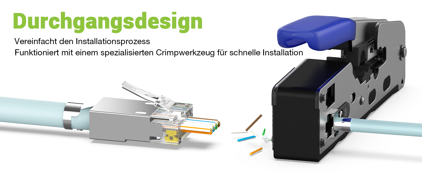 LEENUE RJ45 Stecker Cat7 Pass Through, 10 Stück – Detail 2