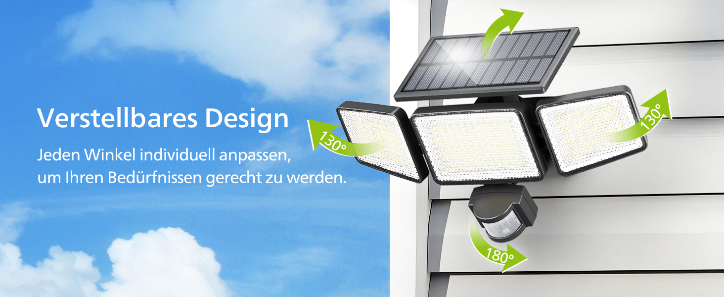 Philips Solarlampe mit 302 LEDs, Bewegungsmelder und drei Köpfen – Detail 8