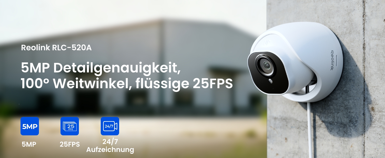 Reolink RLC-520A 5MP PoE-Kamera Aussen in Weiss und Schwarz – Detail 1