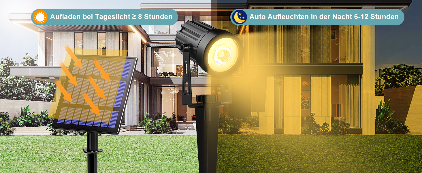T-SUNUS Solarstrahler gelb im Set für den Garten – Detail 2