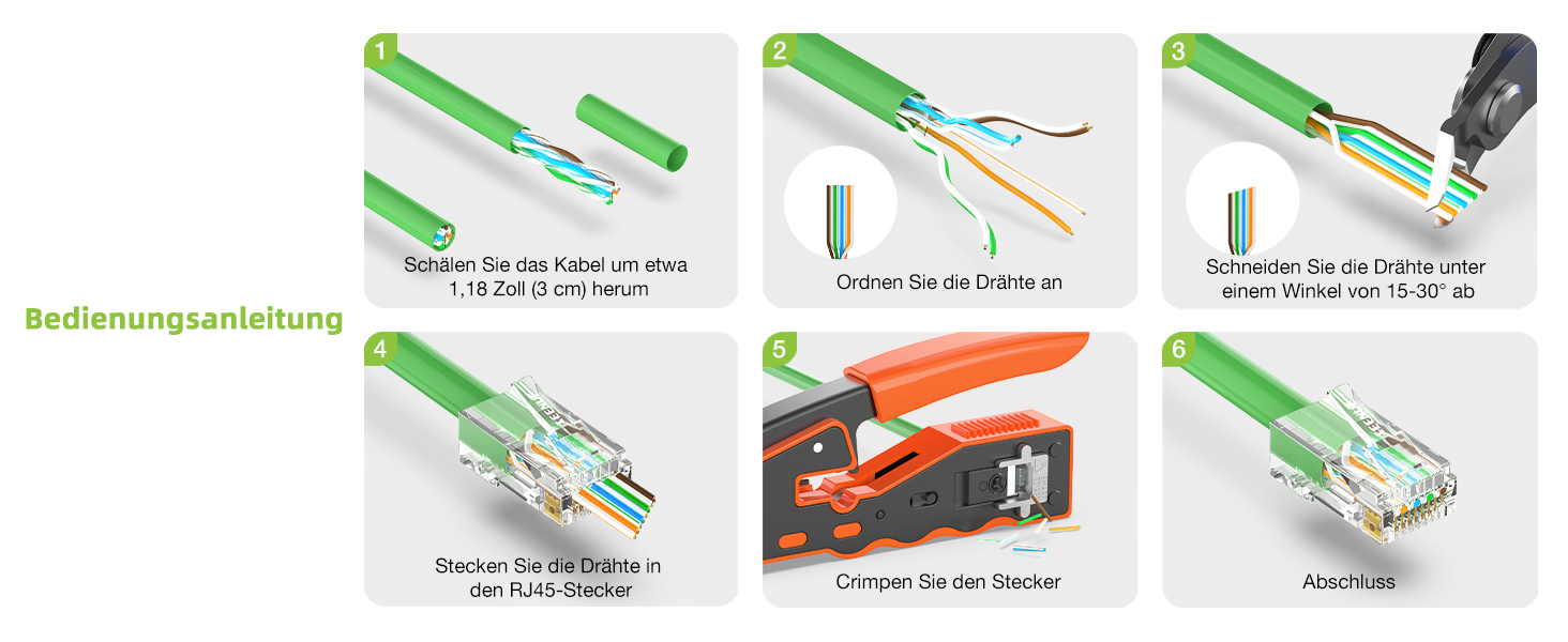 LEENUE RJ45 Stecker Cat6 Pass Through, 50 Stück – Detail 6