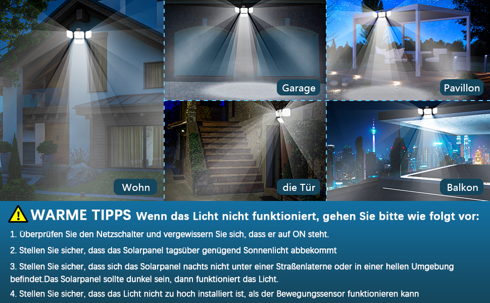 Ulikey Solarlampe mit Bewegungsmelder und 333 LEDs für den Aussenbereich – Detail 7