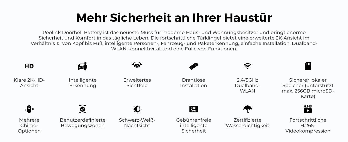 Reolink Video Doorbell Akku-Türklingel mit 1:1-Kamera für Haustüren – Detail 12