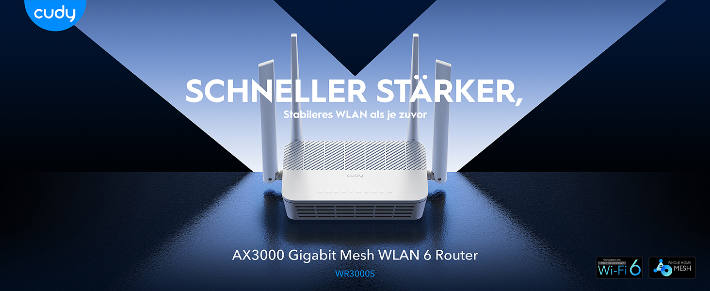 Cudy WR3000S WLAN-Router Wi-Fi 6 AX3000 mit fünf Gigabit-Anschlüssen – Detail 1