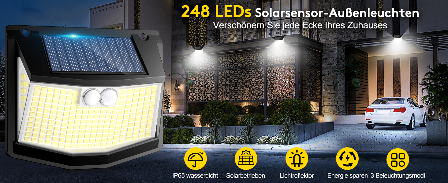 CZHHMART Solarlampe für Aussen mit Bewegungsmelder und 248 LEDs – Detail 1