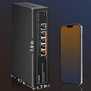 MokerLink 5-Port Gigabit PoE+ Switch, 4 PoE-Ports 78 W, unmanaged, Metall – Detail 9