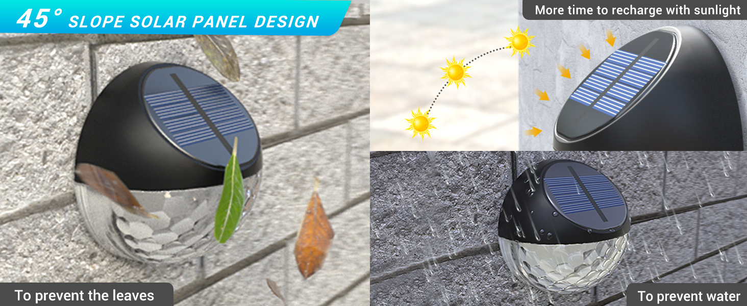 Quntis 4er-Set Solar Wandleuchte Aussen IP65 Wasserdicht Warmweiss – Detail 1