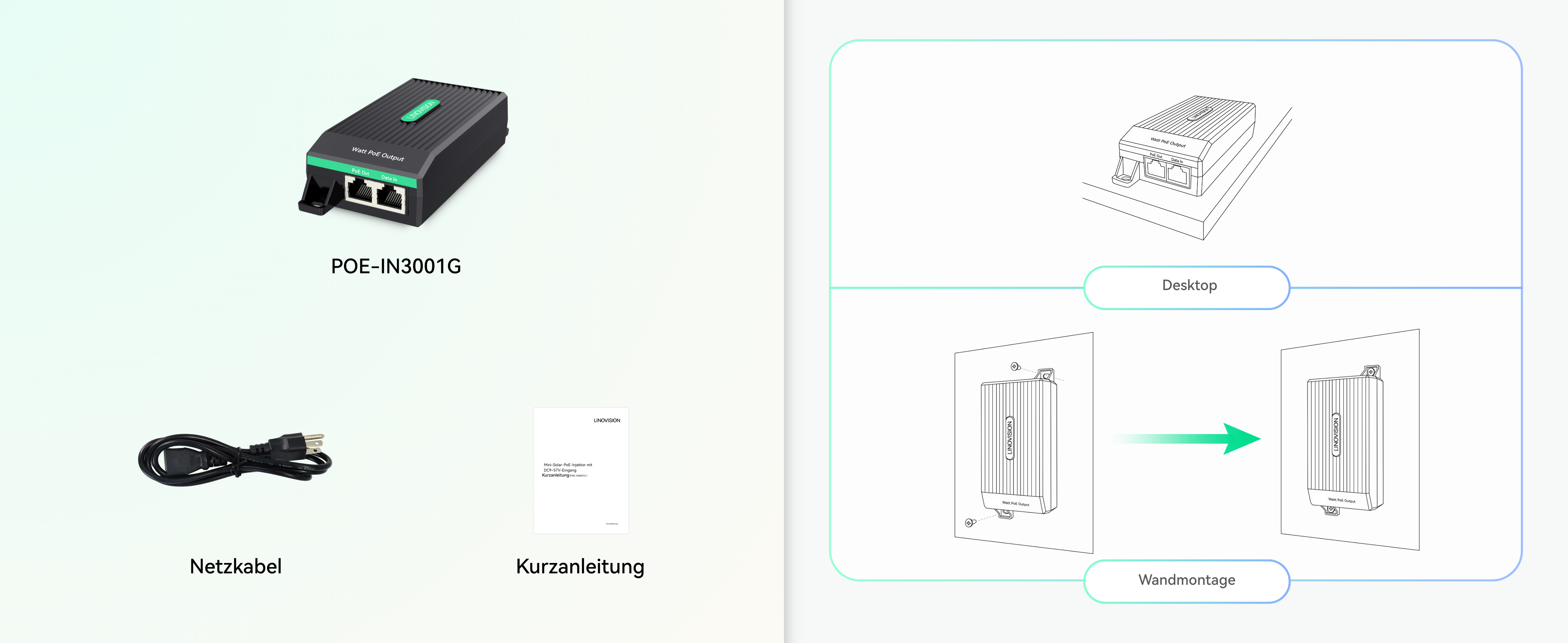LINOVISION Gigabit PoE+ Injektor 30 W mit LED-Anzeige – Detail 7