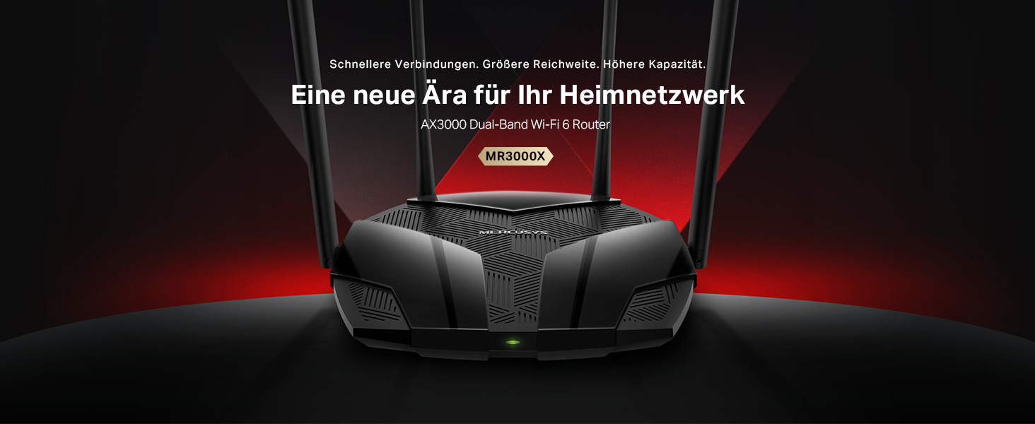 Mercusys MR3000X Wi-Fi 6 Router mit vier Antennen – Detail 1