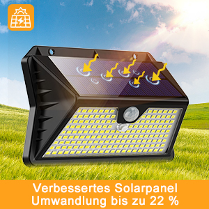 OUILA Solarlampe 185 LED mit Bewegungsmelder und Solarpanel – Detail 3