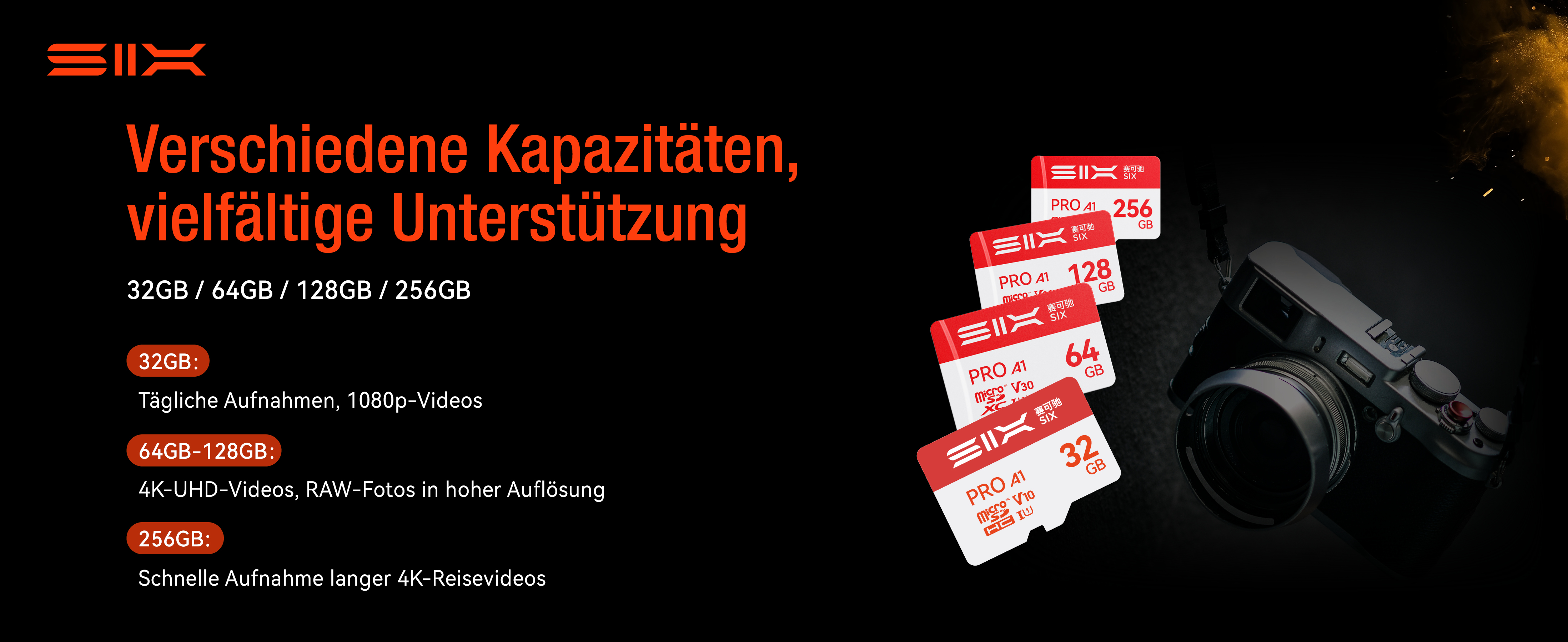 SIX M100 microSDXC 64 GB U3 V30 mit Adapter – Detail 4