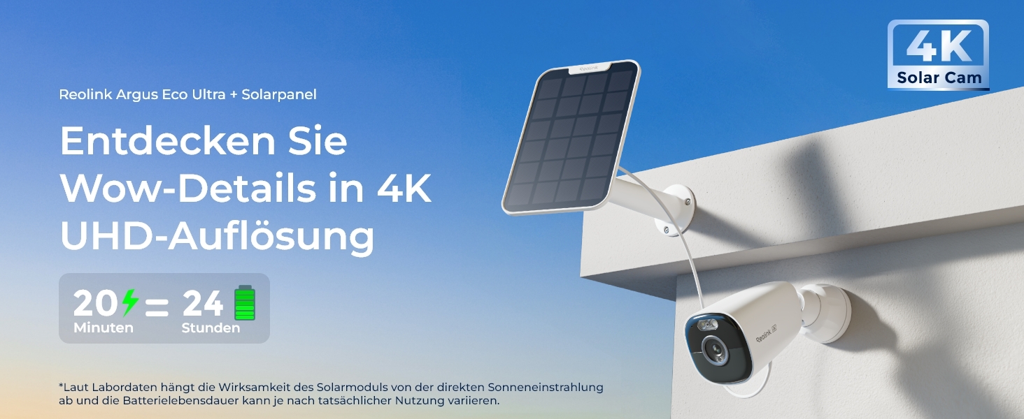 Reolink Argus Eco Ultra mit Solarpanel, Solar-Überwachungskamera für den Aussenbereich – Detail 1