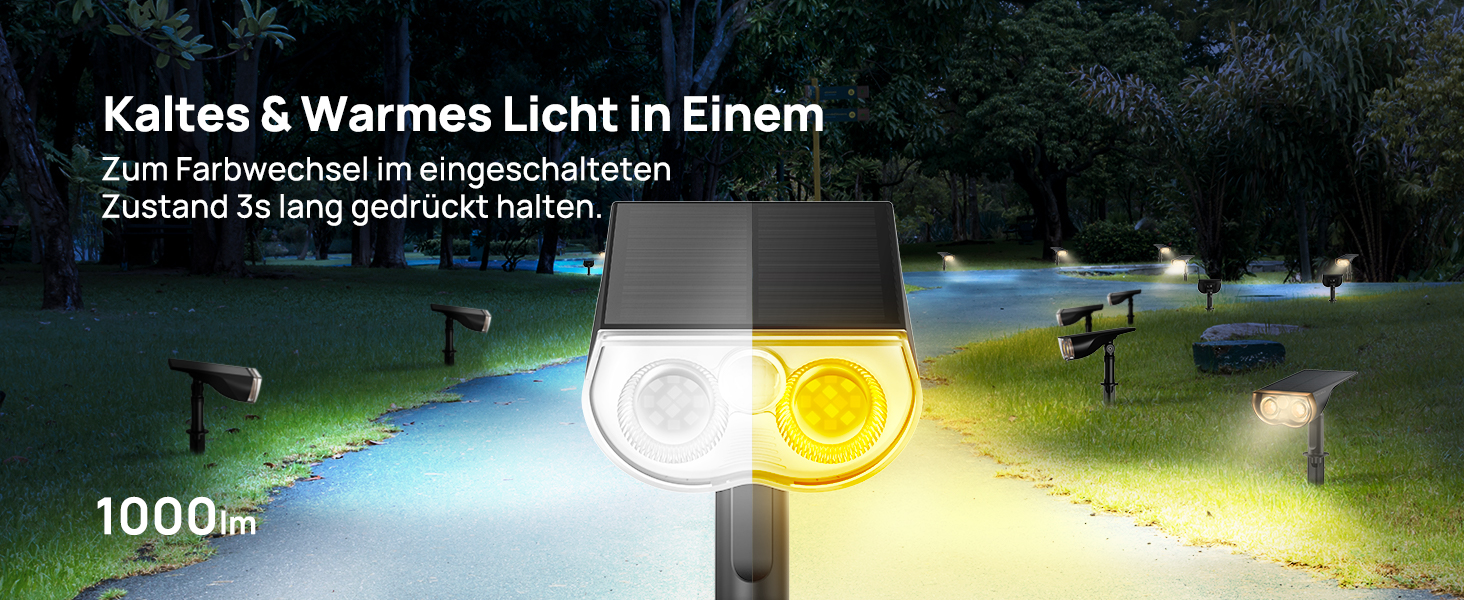 Linkind Solar-Gartenleuchte mit Bewegungsmelder, warm- und kaltweiss – Detail 7
