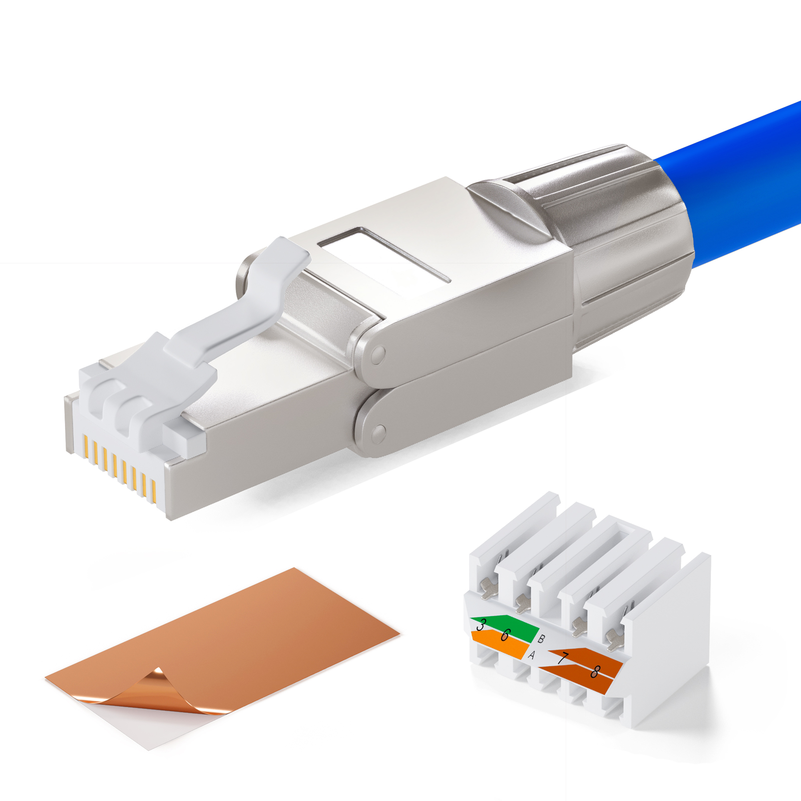 HB-DIGITAL CAT 8 RJ45-Stecker feldkonfektionierbar – Detail 2