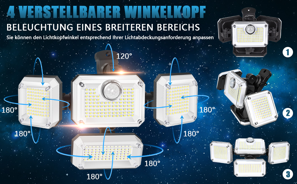 Ulikey Solarlampe mit Bewegungsmelder und 333 LEDs für den Aussenbereich – Detail 2