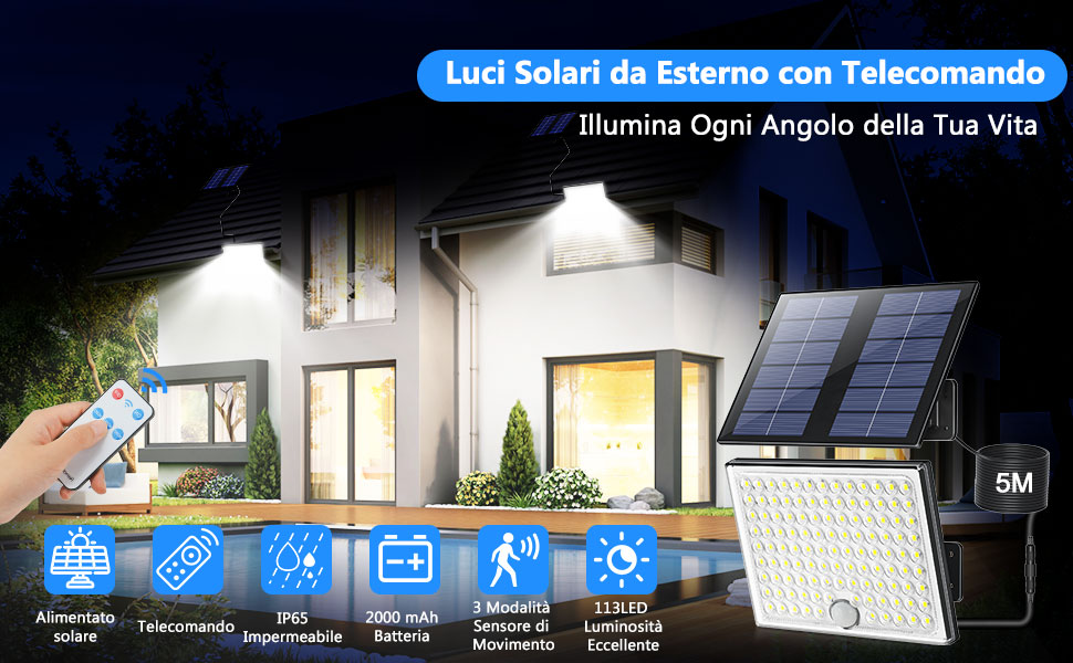 Realky Solarleuchte mit Bewegungsmelder und getrenntem Solarpanel – Detail 1