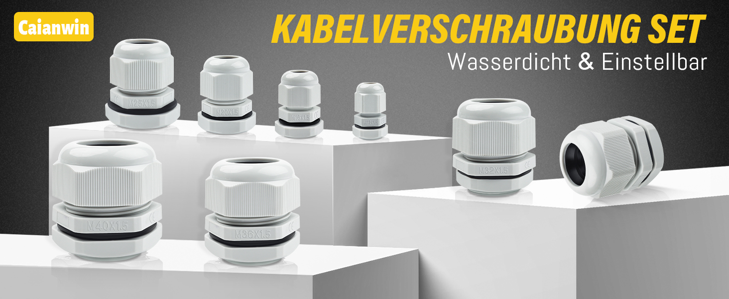 Caianwin Kabelverschraubung M12 Kabeldurchführung IP68 – Detail 1