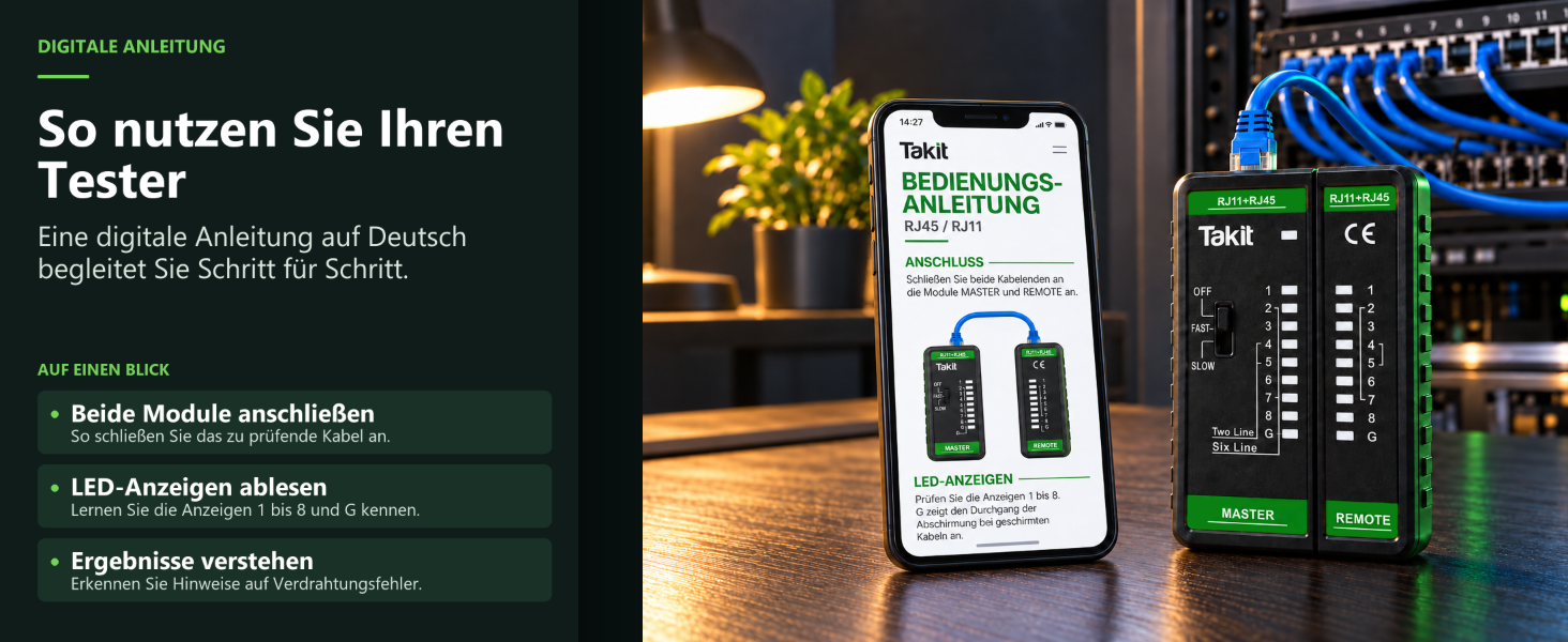 Takit Netzwerktester RJ45 CAT5e bis CAT8 – Detail 7