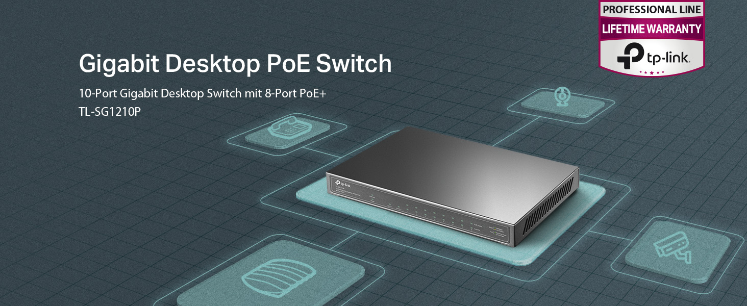 TP-Link TL-SG1210P PoE Switch mit acht PoE+-Ports und einem SFP-Port – Detail 1
