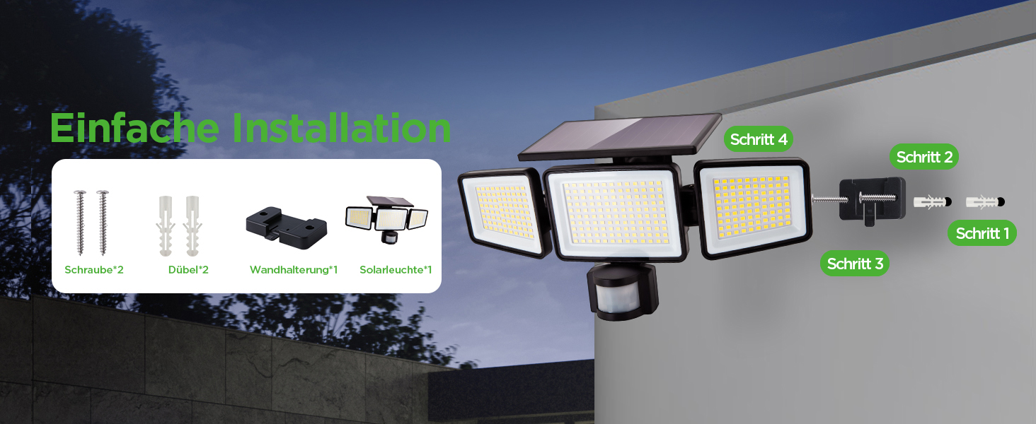UME Solar-Aussenleuchte mit 302 LEDs und drei Köpfen – Detail 10