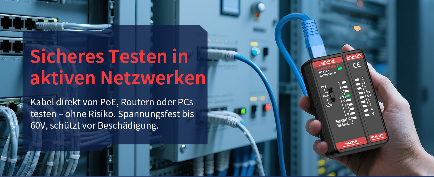 YOJOCK LAN-Tester in Schwarz für RJ45- und RJ11-Kabel – Detail 7