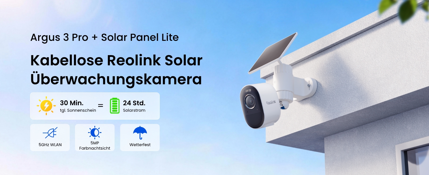 Reolink Argus 3 Pro Solar-Akku-Überwachungskamera mit Solar Panel Lite – Detail 1