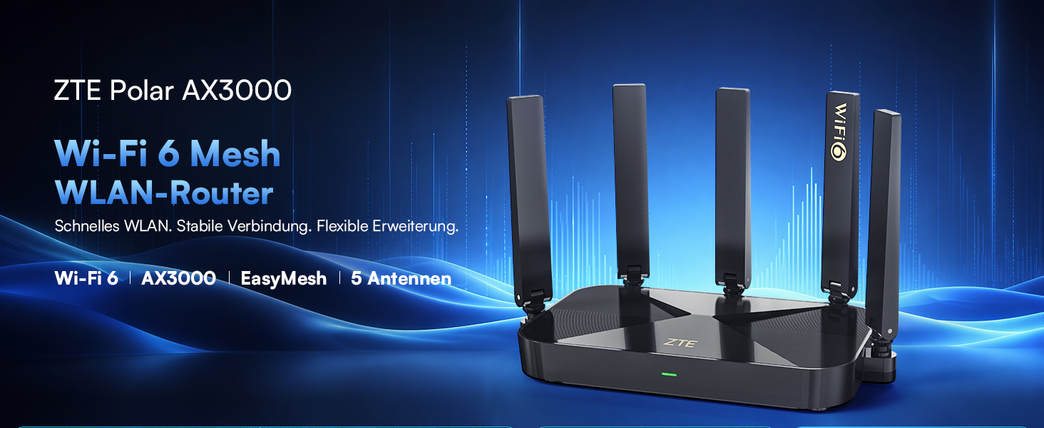 ZTE E2301 AX3000 Wi-Fi 6 WLAN-Router mit fünf Antennen – Detail 1
