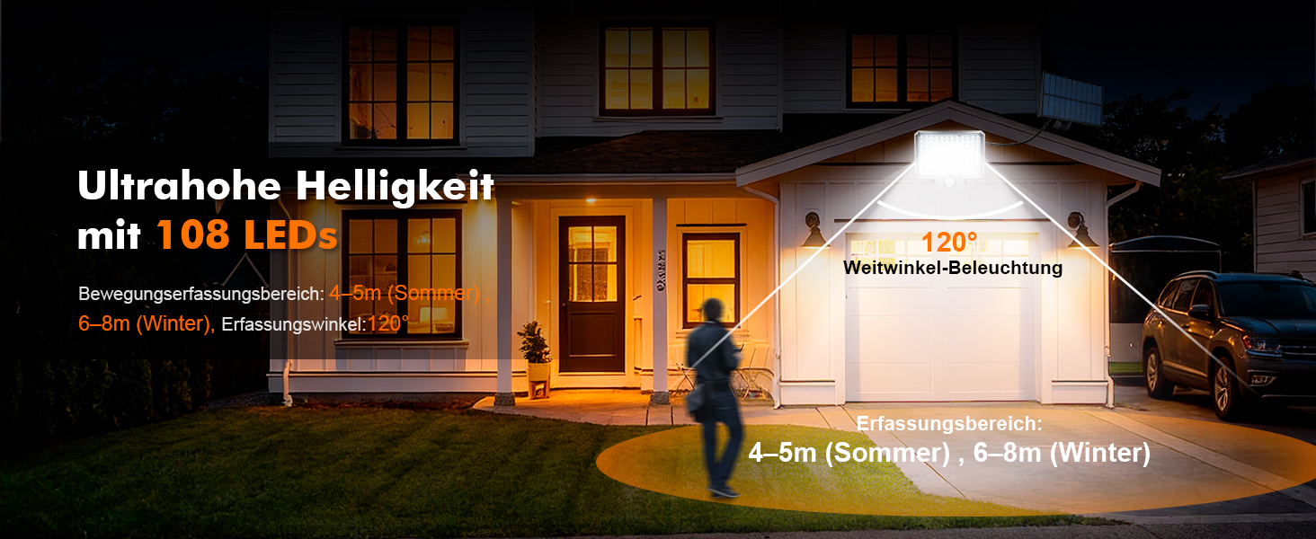 GRIFEMA Solar-Aussenleuchte mit Bewegungsmelder und separatem Solarpanel – Detail 3
