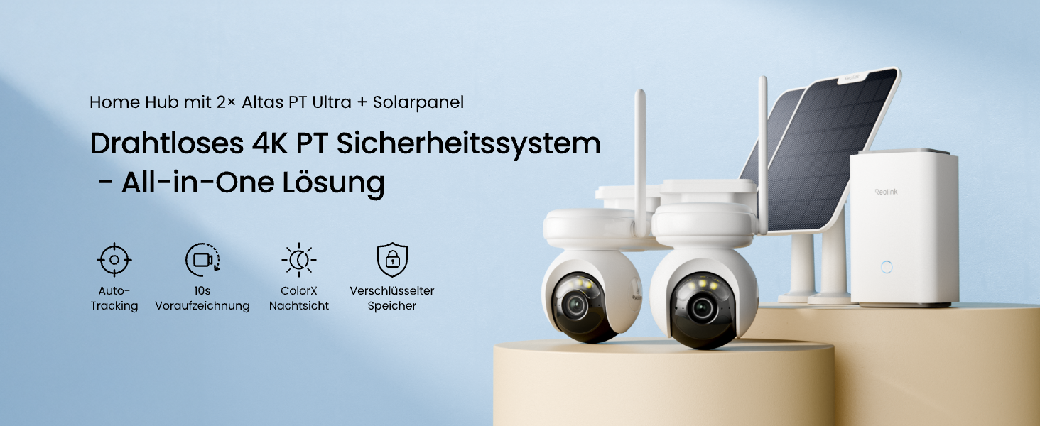Reolink Home Hub Set mit zwei Altas PT Ultra Solar-Kameras – Detail 1