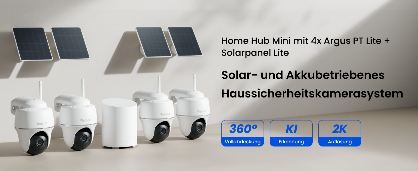 Reolink Home Hub Mini Set mit vier Solar-Akku-Kameras Argus PT Lite – Detail 1