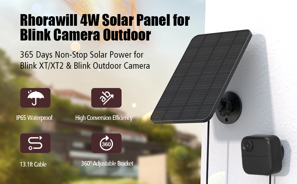 Rhorawill 4W Solarpanel für Blink Outdoor Kamera mit Wandhalterung – Detail 1