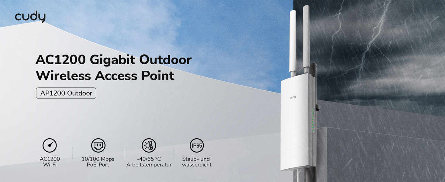 Cudy AP1200 Outdoor Access-Point mit Dualband-WLAN – Detail 1