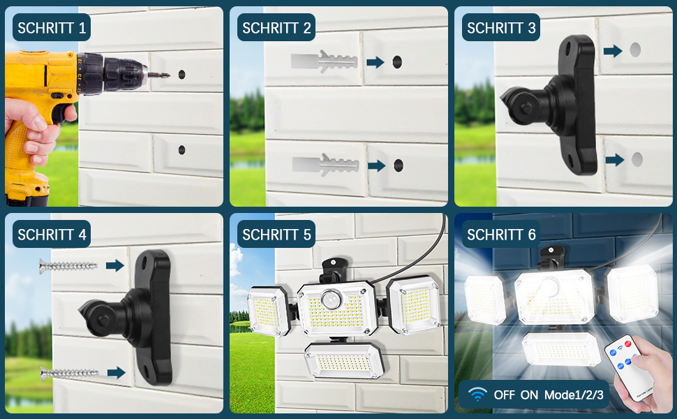 Ulikey Solarlampe mit Bewegungsmelder und 333 LEDs für den Aussenbereich – Detail 6