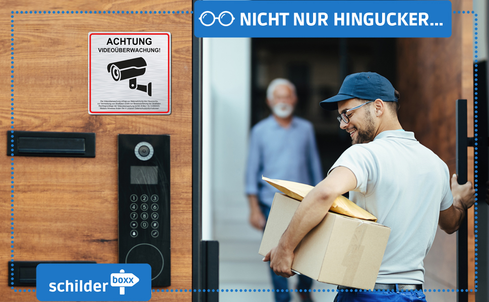 SCHILDERBOXX Videoüberwachung Schild DSGVO aus Aluminium 15 x 15 cm – Detail 2