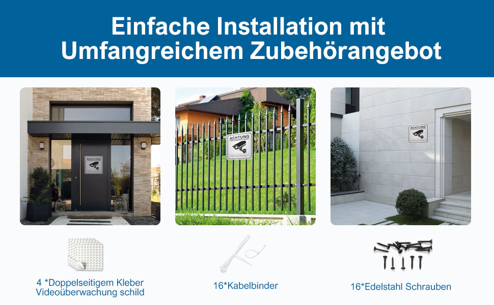 Hoiloie Alu-Warnschild Videoüberwachung selbstklebend – Detail 3