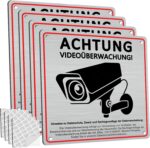 DADAPANGHU 4er-Set Warnschild Videoüberwachung DSGVO, Aluminium 15 x 15 cm – Bild 1