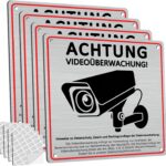 DADAPANGHU 4er-Set Warnschild Videoüberwachung DSGVO, Aluminium 15 x 15 cm – Bild 1