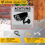 DADAPANGHU 4er-Set Warnschild Videoüberwachung DSGVO, Aluminium 15 x 15 cm – Bild 4