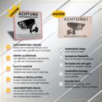 DADAPANGHU 4er-Set Warnschild Videoüberwachung DSGVO, Aluminium 15 x 15 cm – Bild 5