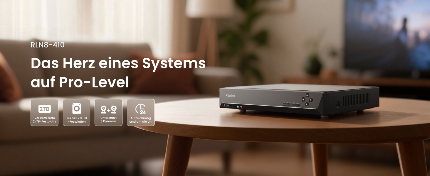 Reolink NVR RLN8-410 8-Kanal PoE Rekorder mit 2 TB Festplatte – Detail 1