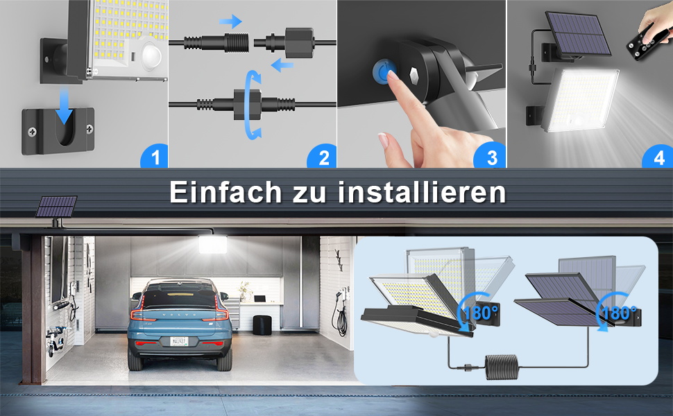 SIGRILL Solarlampe mit Bewegungsmelder, 172 LED, Wandmontage – Detail 9