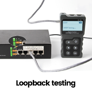Der VXSCAN NF-488 zeigt Kurzschluss, Querverdrahtung und Unterbrechungen im Kabel an. Die PoE-Funktion prüft die Versorgung der Geräte. – Detail 2