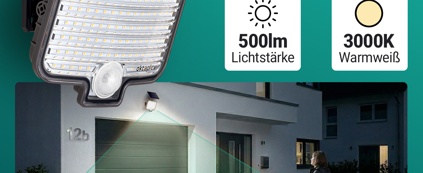 Oktaplex Ede LED Solarstrahler Aussen mit Bewegungsmelder, Anthrazit – Detail 2